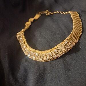 Vintage Gold And Rhinestone Choker